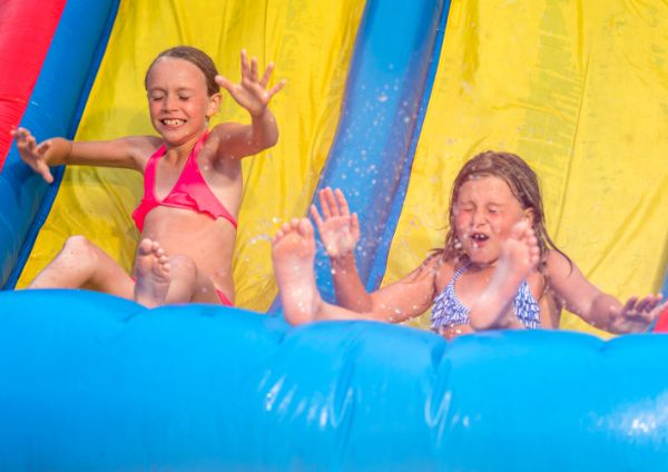 kids in water slide